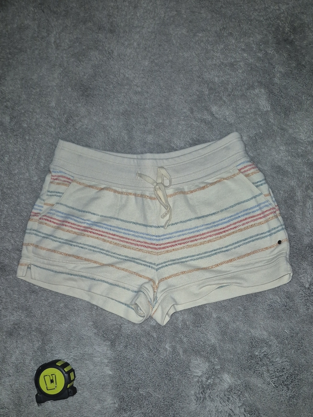 Prana Cream Knit Shorts with Tie Front, Size Large